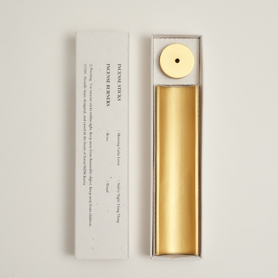 Athis Brass Incense Holder & Incense Stick Set (Brass Holder with Ash Catcher + Incense Sticks (2 Scents))