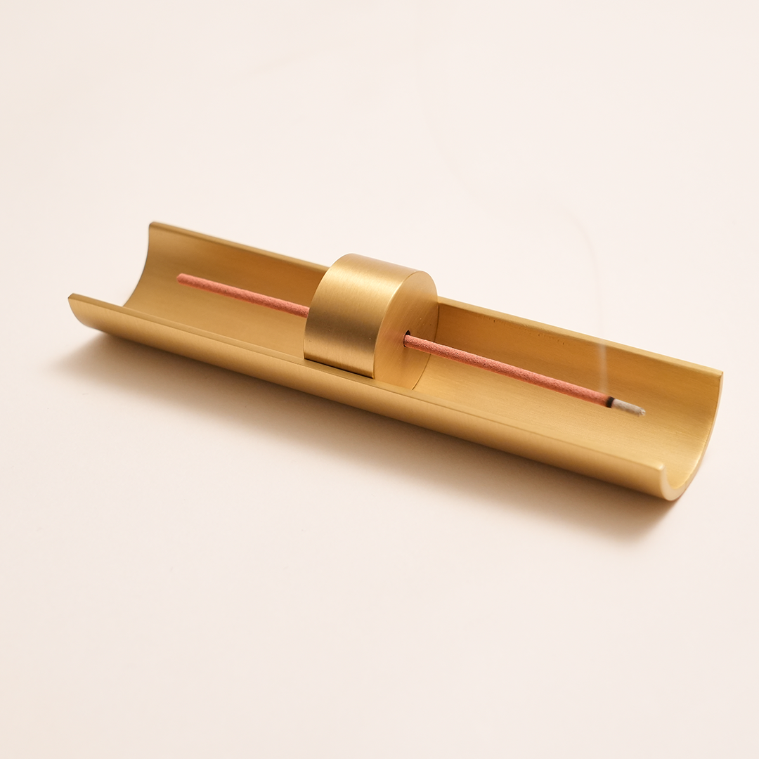 Athis Brass Incense Holder & Incense Stick Set (Brass Holder with Ash Catcher + Incense Sticks (2 Scents))